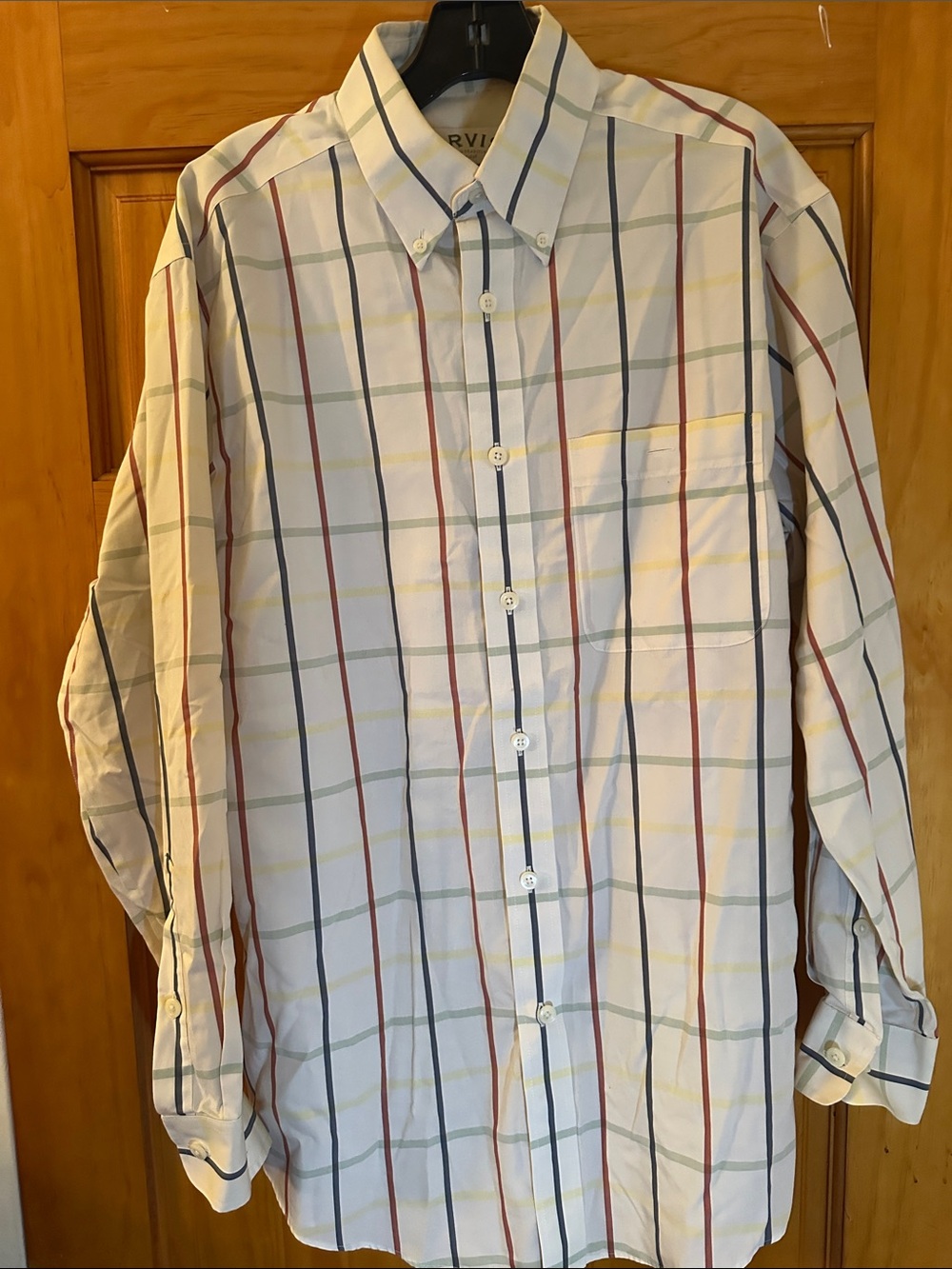 Orvis Classic Button-Down Plaid Men's Shirt - White with Multicolor Stripes